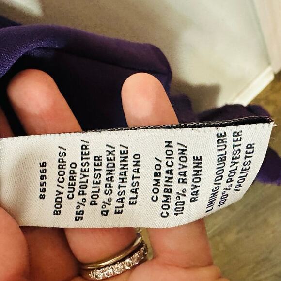 JS COLLECTION Eggplant Purple Lace Back Mermaid Ottoman Style Gown Dress - Picture 15 of 16